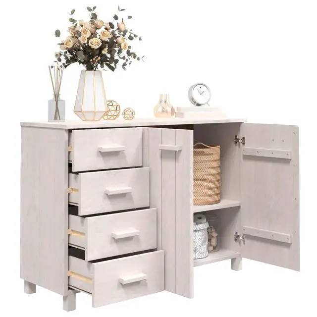Alt view image 14 of 14 - vidaXL Sideboard White 44.5"x15.7"x31.5" Solid Wood Pine