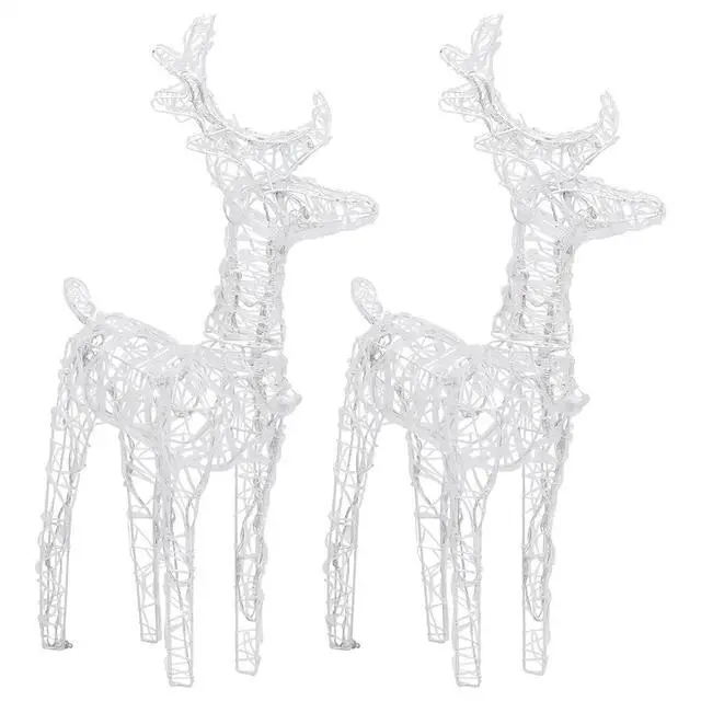 Alt view image 12 of 14 - vidaXL Christmas Reindeers 2 Pcs Light Display with 80 LEDs Cold White Acrylic