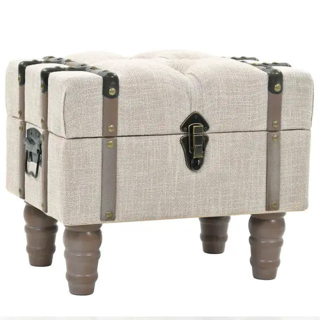 Alt view image 7 of 11 - vidaXL Storage Benches 3 pcs Cream Solid Wood Fir&Fabric