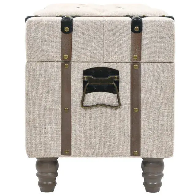 Alt view image 8 of 11 - vidaXL Storage Benches 3 pcs Cream Solid Wood Fir&Fabric