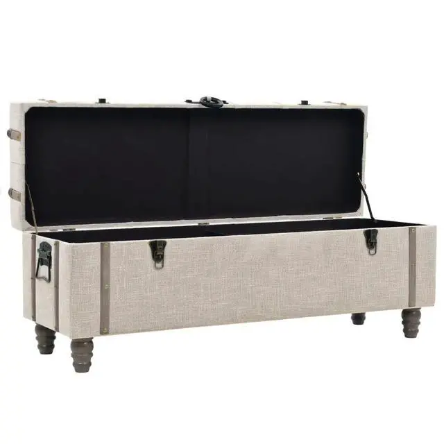 Alt view image 9 of 11 - vidaXL Storage Benches 3 pcs Cream Solid Wood Fir&Fabric
