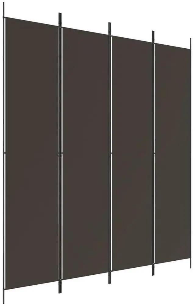 Alt view image 6 of 11 - vidaXL 4-Panel Room Divider Brown 78.7"x86.6" Fabric
