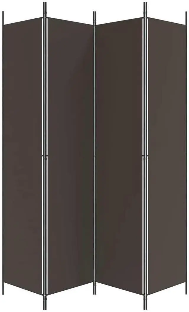 Alt view image 9 of 11 - vidaXL 4-Panel Room Divider Brown 78.7"x86.6" Fabric
