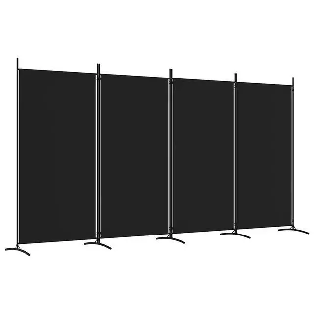 Alt view image 9 of 14 - vidaXL Room Divider Folding Privacy Screen 4 Panel Room Divider Black Fabric