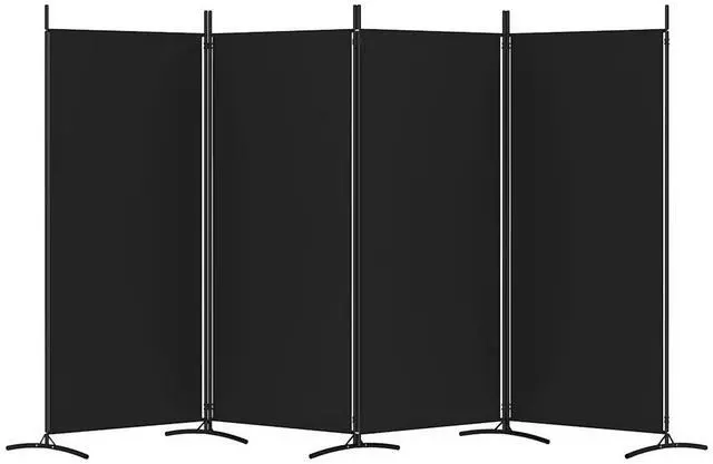 Alt view image 11 of 14 - vidaXL Room Divider Folding Privacy Screen 4 Panel Room Divider Black Fabric