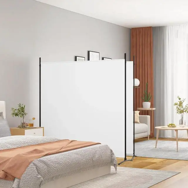 Alt view image 8 of 14 - vidaXL Room Divider Folding 2 Panel Room Divider Privacy Screen White Fabric