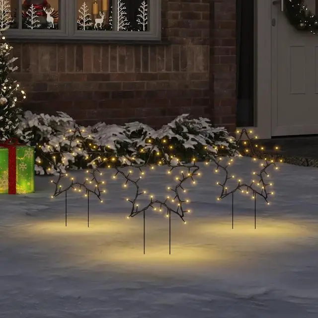 Alt view image 7 of 13 - vidaXL Christmas Decoration with Spikes Outdoor Ornament 3 Pcs Star 50 LEDs