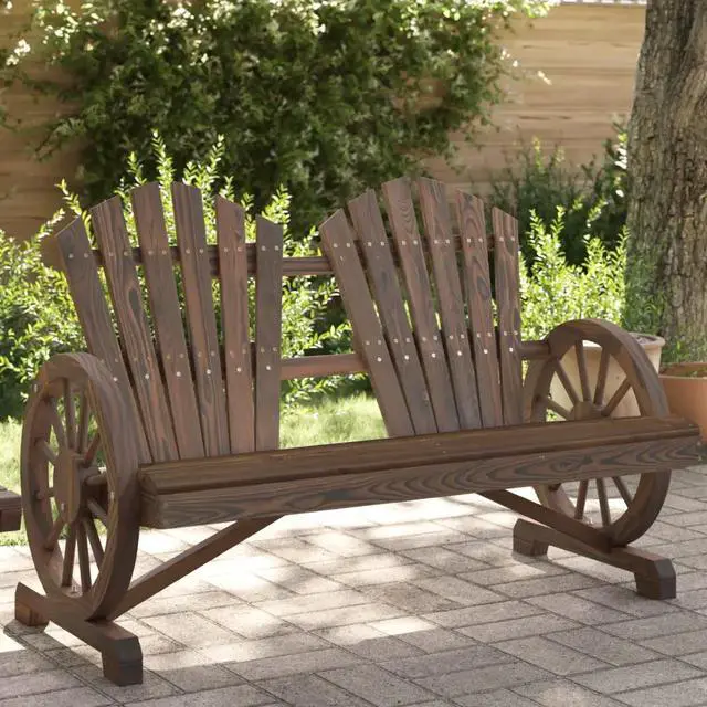Alt view image 8 of 14 - vidaXL Patio Adirondack Chair 2-Seater Chaise Lounge Seating Solid Wood Fir