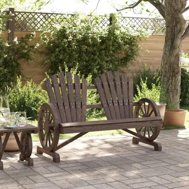 Alt view image 10 of 14 - vidaXL Patio Adirondack Chair 2-Seater Chaise Lounge Seating Solid Wood Fir