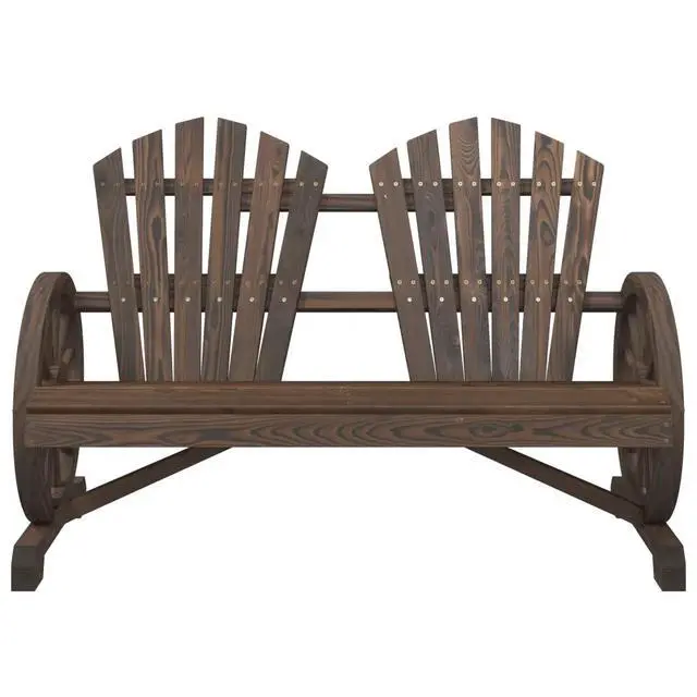 Alt view image 11 of 14 - vidaXL Patio Adirondack Chair 2-Seater Chaise Lounge Seating Solid Wood Fir