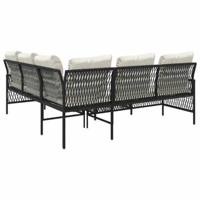 Alt view image 14 of 14 - vidaXL Patio Sofa Set with Cushions Outdoor Furniture 2 Piece Black Poly Rattan