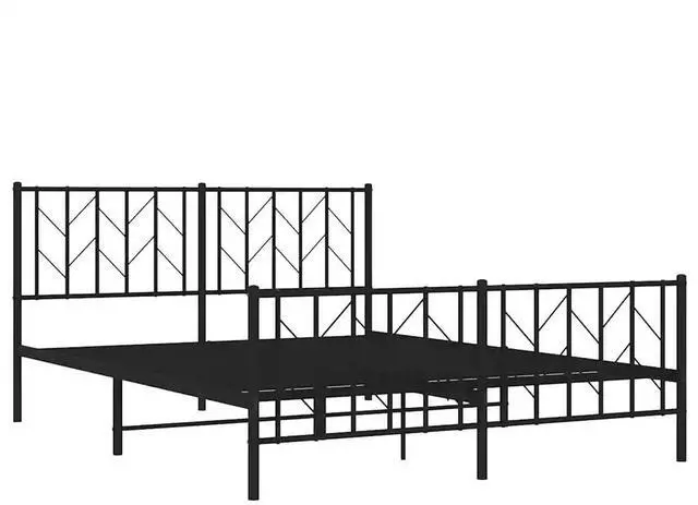 Alt view image 11 of 14 - vidaXL 12'' Metal Queen Bed Frames with Headboard and Footboard, Platform Bed Frame with Strong Metal Slats Support, Under Bed Storage, Noise Free, Black, without Mattress
