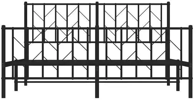 Alt view image 13 of 14 - vidaXL 12'' Metal Queen Bed Frames with Headboard and Footboard, Platform Bed Frame with Strong Metal Slats Support, Under Bed Storage, Noise Free, Black, without Mattress