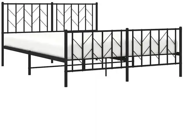 Alt view image 12 of 14 - vidaXL 12'' Metal Queen Bed Frames with Headboard and Footboard, Platform Bed Frame with Strong Metal Slats Support, Under Bed Storage, Noise Free, Black, without Mattress