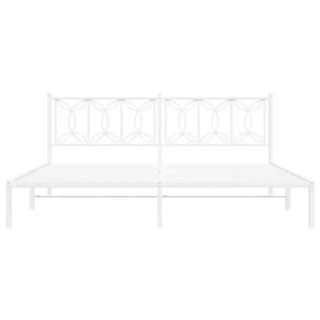 Alt view image 11 of 14 - vidaXL Metal Bed Frame with Headboard Bedroom Furniture White 76"x79.9" King