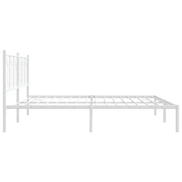 Alt view image 12 of 14 - vidaXL Metal Bed Frame with Headboard Bedroom Furniture White 76"x79.9" King