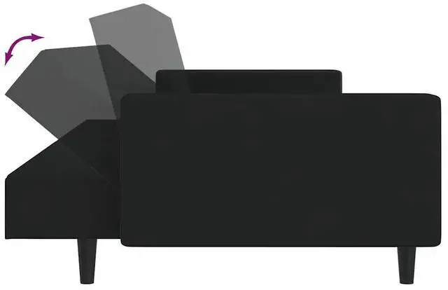 Alt view image 14 of 14 - vidaXL 2-Seater Sofa Bed Accent Upholstered Loveseat Sleeper Couch Black Velvet