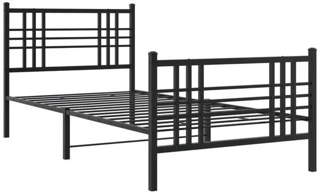 Alt view image 10 of 14 - vidaXL Metal Bed Frame with Headboard and Footboard Furniture Black 39.4"x78.7"