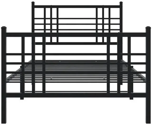 Alt view image 11 of 14 - vidaXL Metal Bed Frame with Headboard and Footboard Furniture Black 39.4"x78.7"