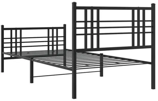 Alt view image 13 of 14 - vidaXL Metal Bed Frame with Headboard and Footboard Furniture Black 39.4"x78.7"