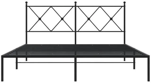 Alt view image 11 of 14 - vidaXL Metal Bed Frame with Headboard Bedroom Furniture Black 59.1"x78.7"