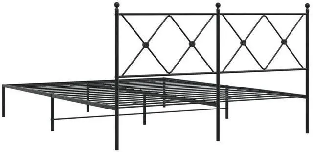 Alt view image 13 of 14 - vidaXL Metal Bed Frame with Headboard Bedroom Furniture Black 59.1"x78.7"