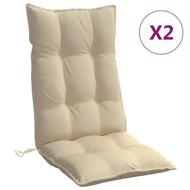 Alt view image 9 of 14 - vidaXL Highback Chair Cushion Set of 2 Beige