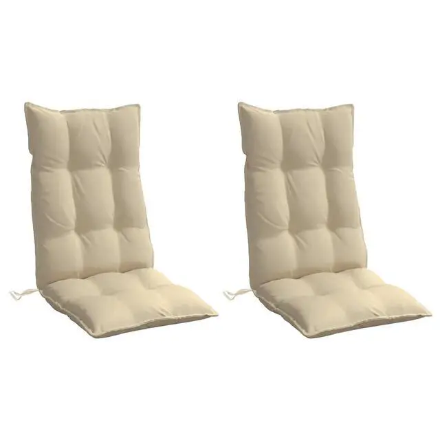 Alt view image 10 of 14 - vidaXL Highback Chair Cushion Set of 2 Beige