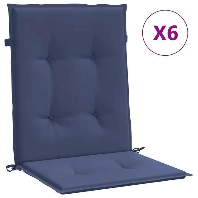 Alt view image 9 of 14 - vidaXL Lowback Chair Cushion Set of 6 Navy Blue 100% polyester Durable