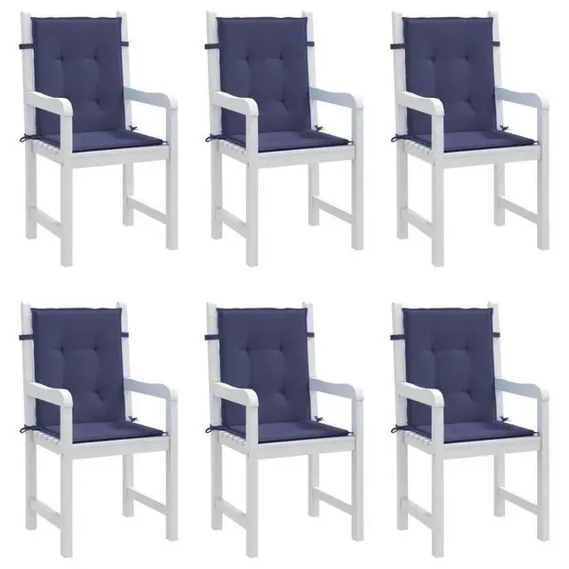 Alt view image 11 of 14 - vidaXL Lowback Chair Cushion Set of 6 Navy Blue 100% polyester Durable