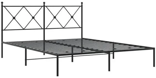 Alt view image 10 of 14 - vidaXL Metal Bed Frame with Headboard Bedroom Furniture Black 59.1"x78.7"