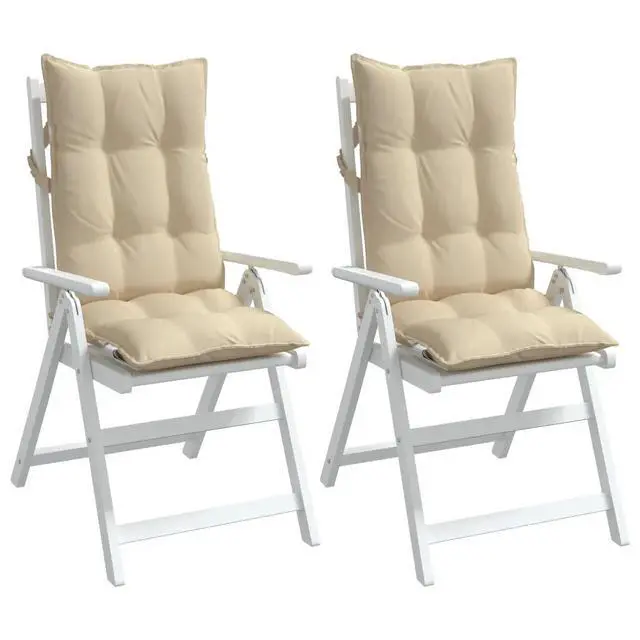 Alt view image 11 of 14 - vidaXL Highback Chair Cushion Set of 2 Beige