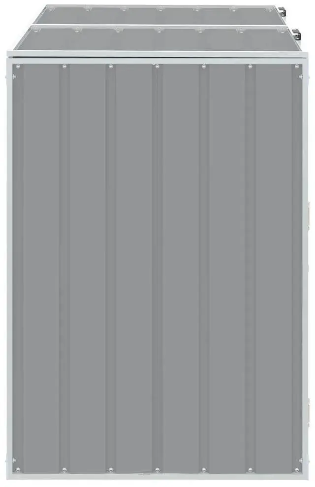 Alt view image 6 of 7 - vidaXL Wheelie Bin Storage for Double Bins Gray 56.7x31.9x44.5 Steel