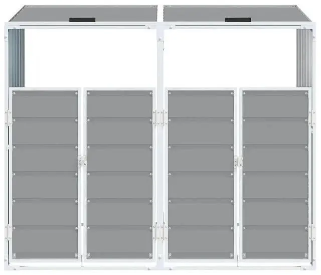 Alt view image 5 of 7 - vidaXL Wheelie Bin Storage for Double Bins Gray 56.7x31.9x44.5 Steel
