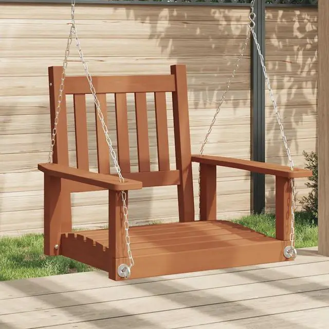 Main image of vidaXL Garden Swing Chair Brown Solid Fir Wood, Galvanized Iron Standard