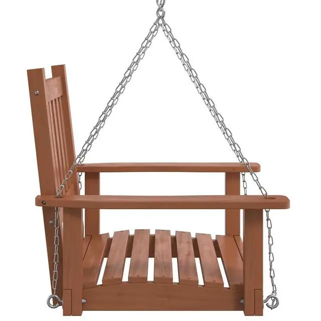 Alt view image 5 of 7 - vidaXL Garden Swing Chair Brown Solid Fir Wood, Galvanized Iron Standard