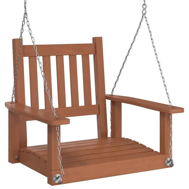 Alt view image 2 of 7 - vidaXL Garden Swing Chair Brown Solid Fir Wood, Galvanized Iron Standard