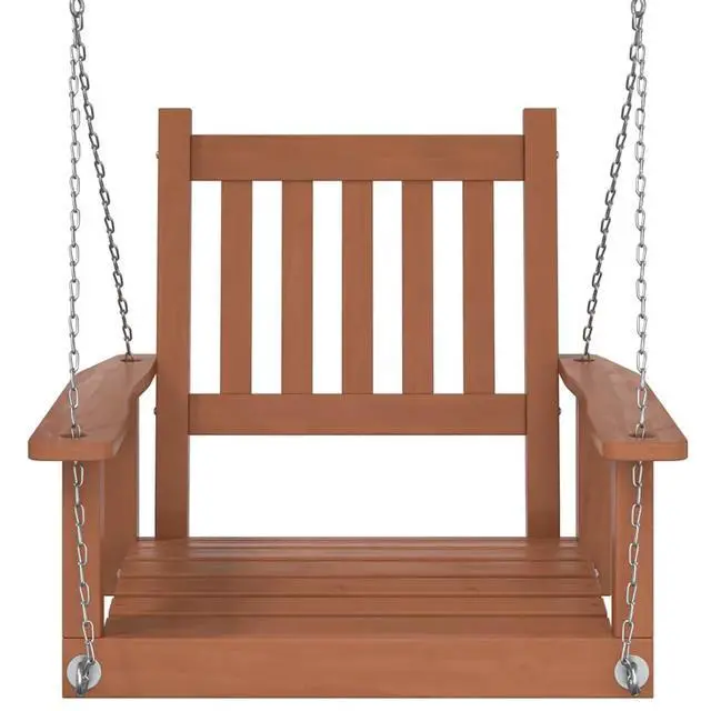 Alt view image 4 of 7 - vidaXL Garden Swing Chair Brown Solid Fir Wood, Galvanized Iron Standard