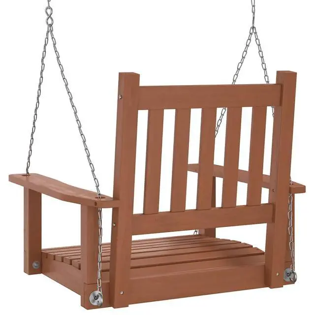 Alt view image 6 of 7 - vidaXL Garden Swing Chair Brown Solid Fir Wood, Galvanized Iron Standard