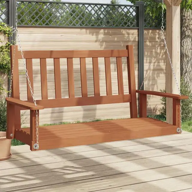 Main image of vidaXL Garden Swing Bench Brown Solid fir wood 2-seater