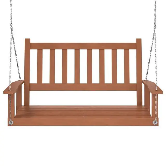 Alt view image 4 of 7 - vidaXL Garden Swing Bench Brown Solid fir wood 2-seater
