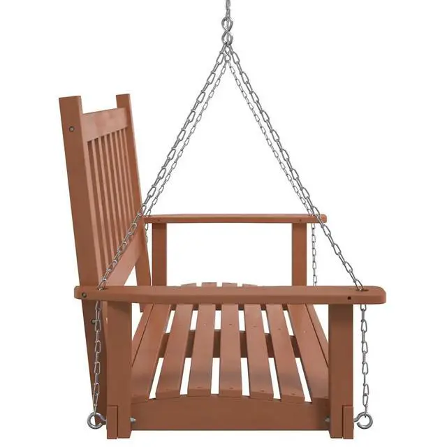 Alt view image 5 of 7 - vidaXL Garden Swing Bench Brown Solid fir wood 2-seater