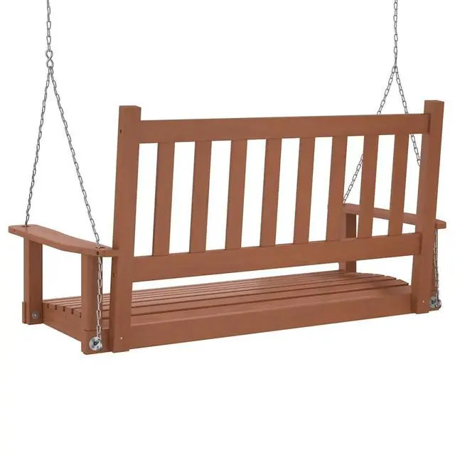 Alt view image 6 of 7 - vidaXL Garden Swing Bench Brown Solid fir wood 2-seater
