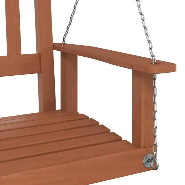 Alt view image 7 of 7 - vidaXL Garden Swing Bench Brown Solid fir wood 2-seater