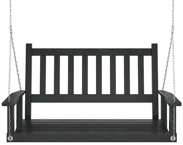 Alt view image 4 of 7 - vidaXL Garden Swing Bench Black Solid fir wood, galvanized iron Standard