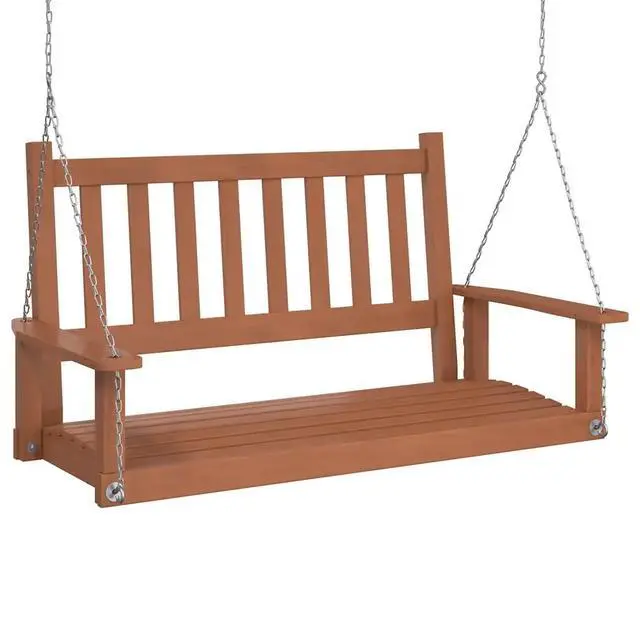 Alt view image 2 of 7 - vidaXL Garden Swing Bench Brown Solid fir wood 2-seater