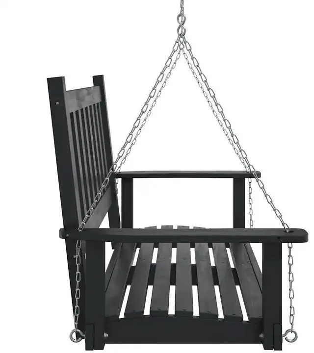 Alt view image 5 of 7 - vidaXL Garden Swing Bench Black Solid fir wood, galvanized iron Standard