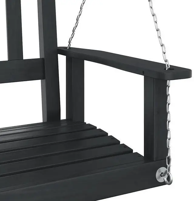 Alt view image 7 of 7 - vidaXL Garden Swing Bench Black Solid fir wood, galvanized iron Standard