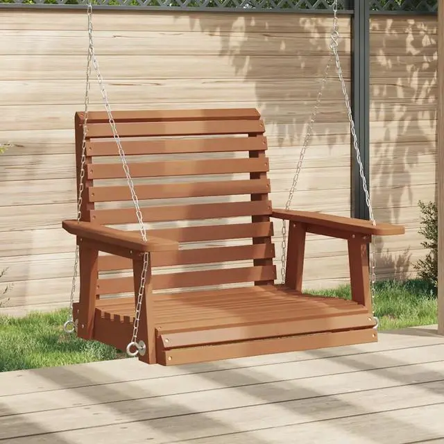 Main image of vidaXL Garden Swing Chair Brown Solid fir wood, galvanized iron