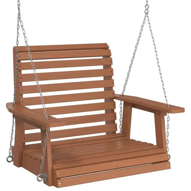 Alt view image 2 of 7 - vidaXL Garden Swing Chair Brown Solid fir wood, galvanized iron